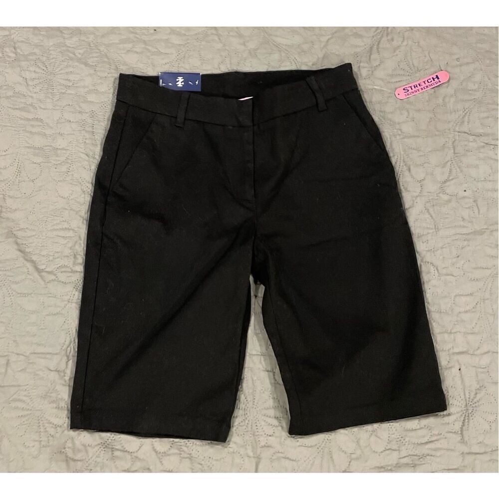 IZOD Juniors 3 School Uniform Black Bermuda Shorts New